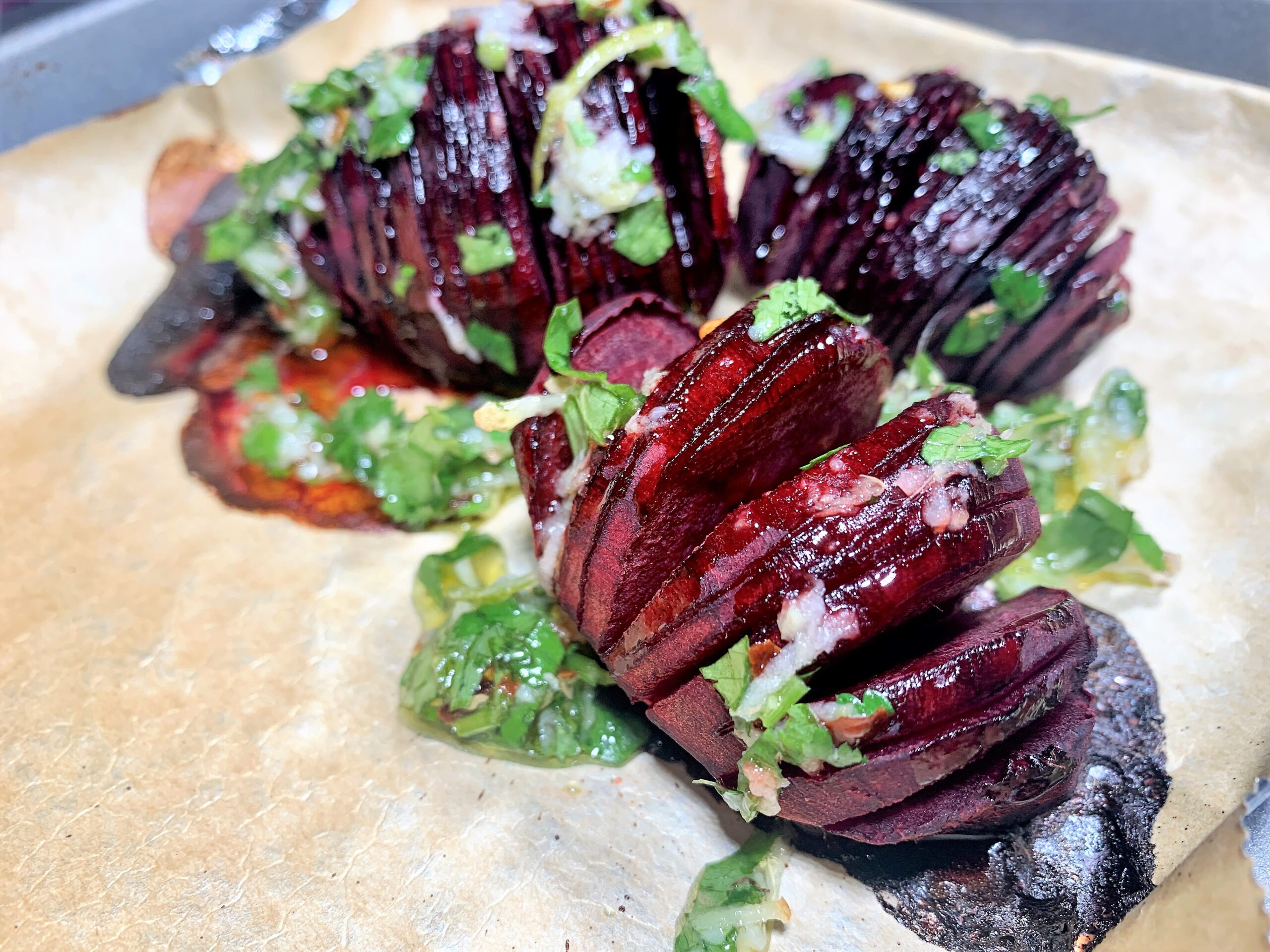 Hasselback Beetroot with Ginger, Lime Dressing Recipe