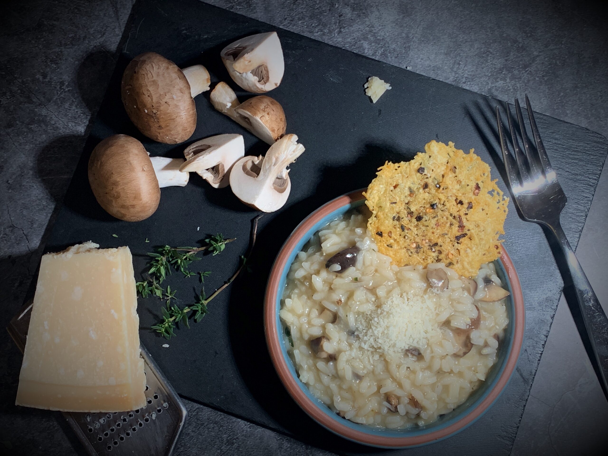 Mushroom Risotto with Parmesan Crisp Recipe (Risotto ai Funghi)