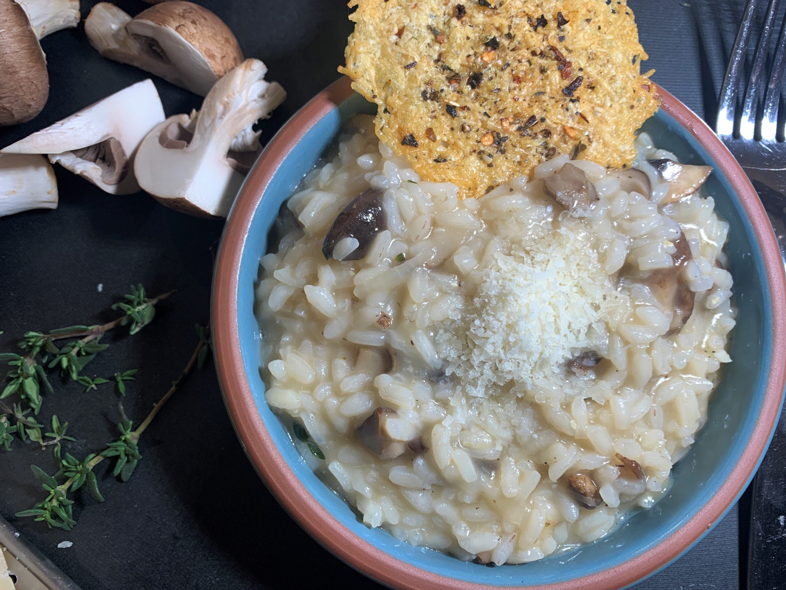 Mushroom Risotto with Parmesan Crisp Recipe (Risotto ai Funghi)