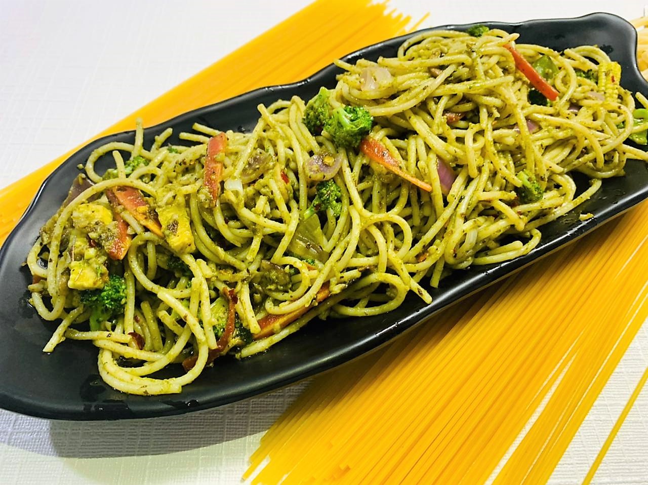 Vegetable Pesto Spaghetti Recipe