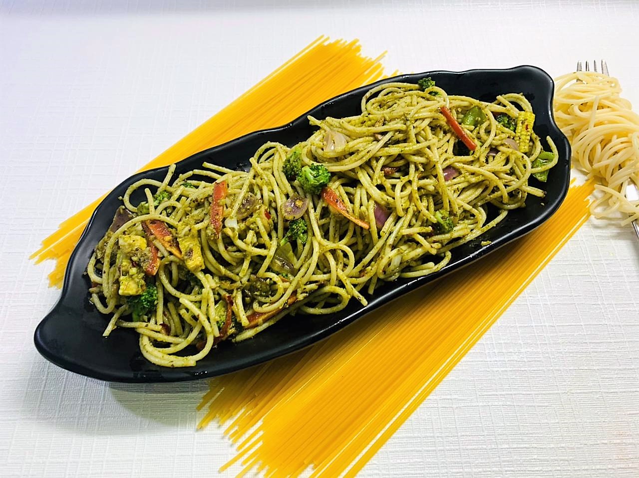 Vegetable Pesto Spaghetti Recipe