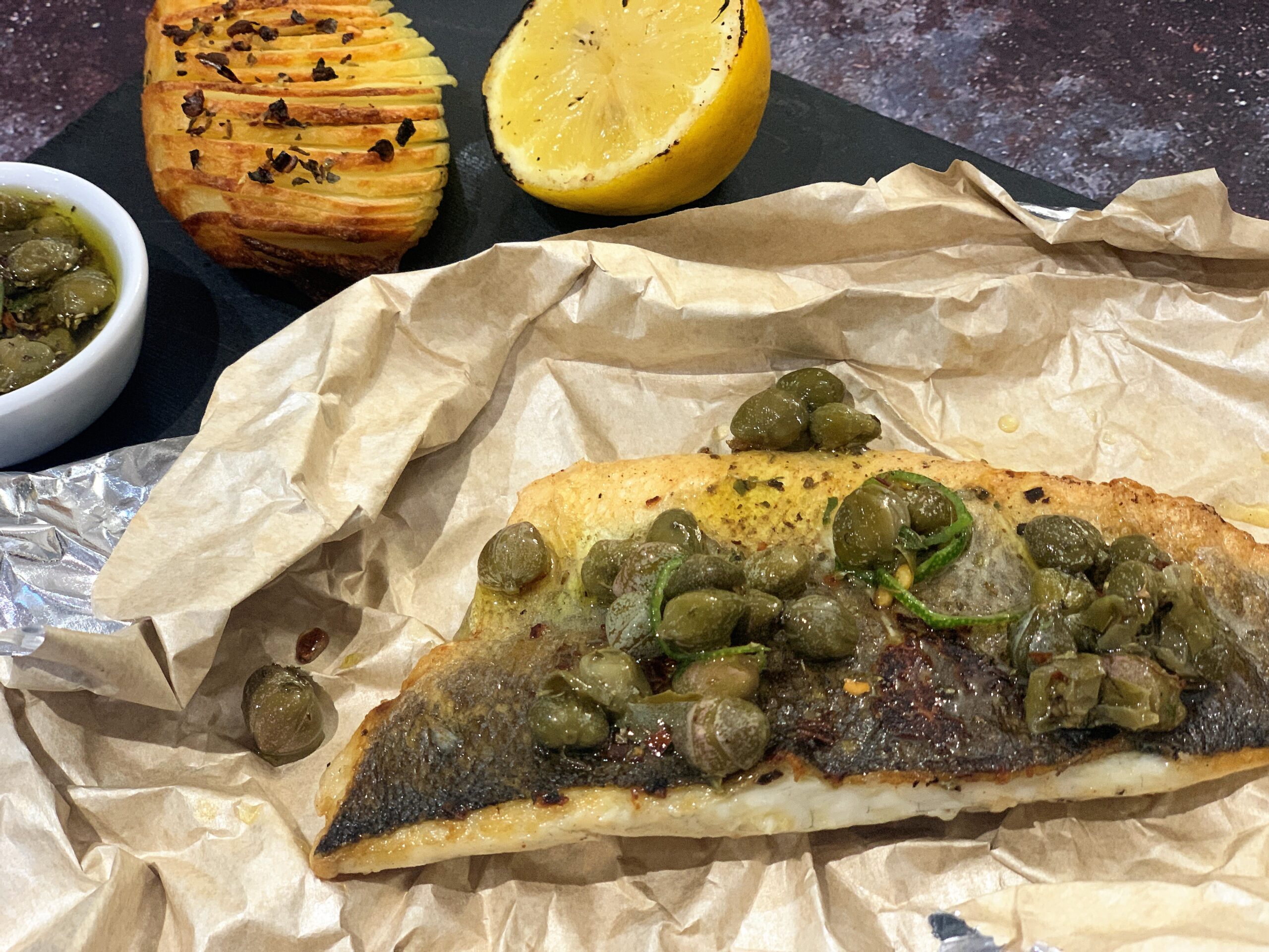 Pan-Fried Sea Bass in a Lemon Caper Sauce Recipe