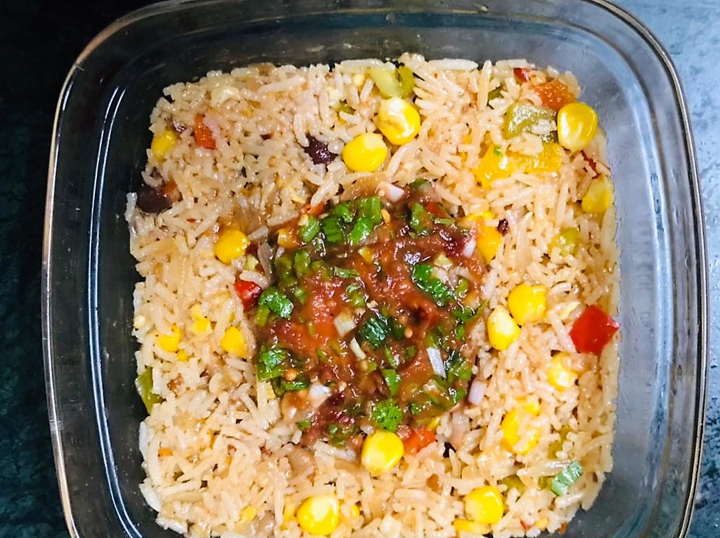 6 Layered Fusion Mexican Rice Dish Recipe