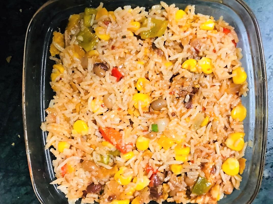 6 Layered Fusion Mexican Rice Dish Recipe