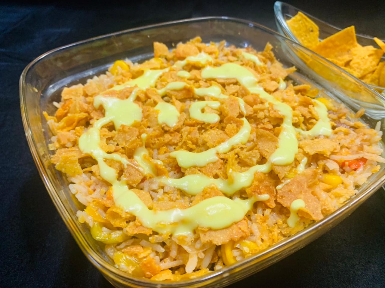 6 Layered Fusion Mexican Rice Dish Recipe