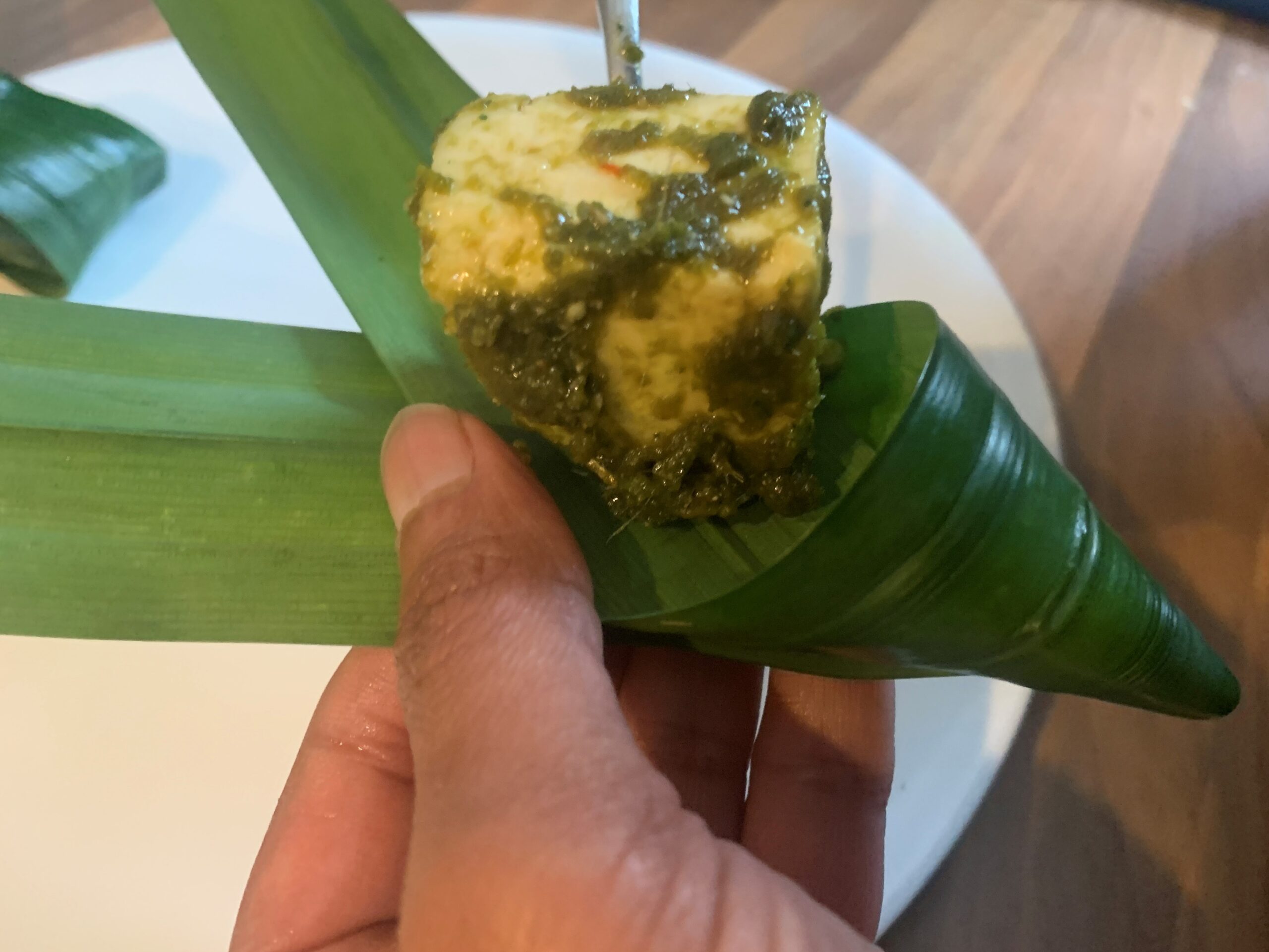 Thai Style Paneer in Pandan Leaves Recipe