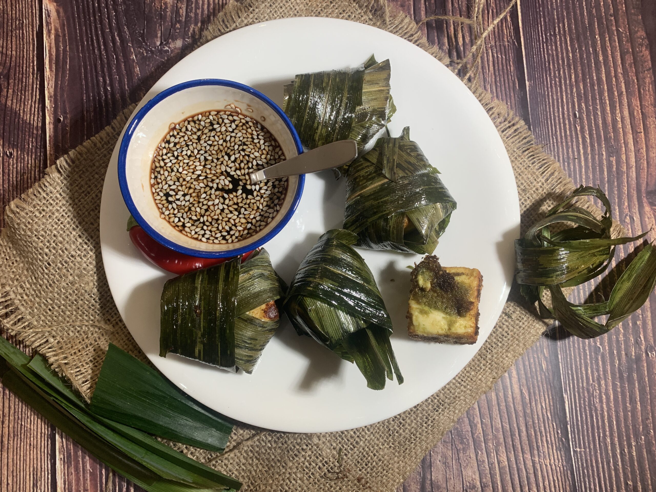 Thai Style Paneer in Pandan Leaves Recipe