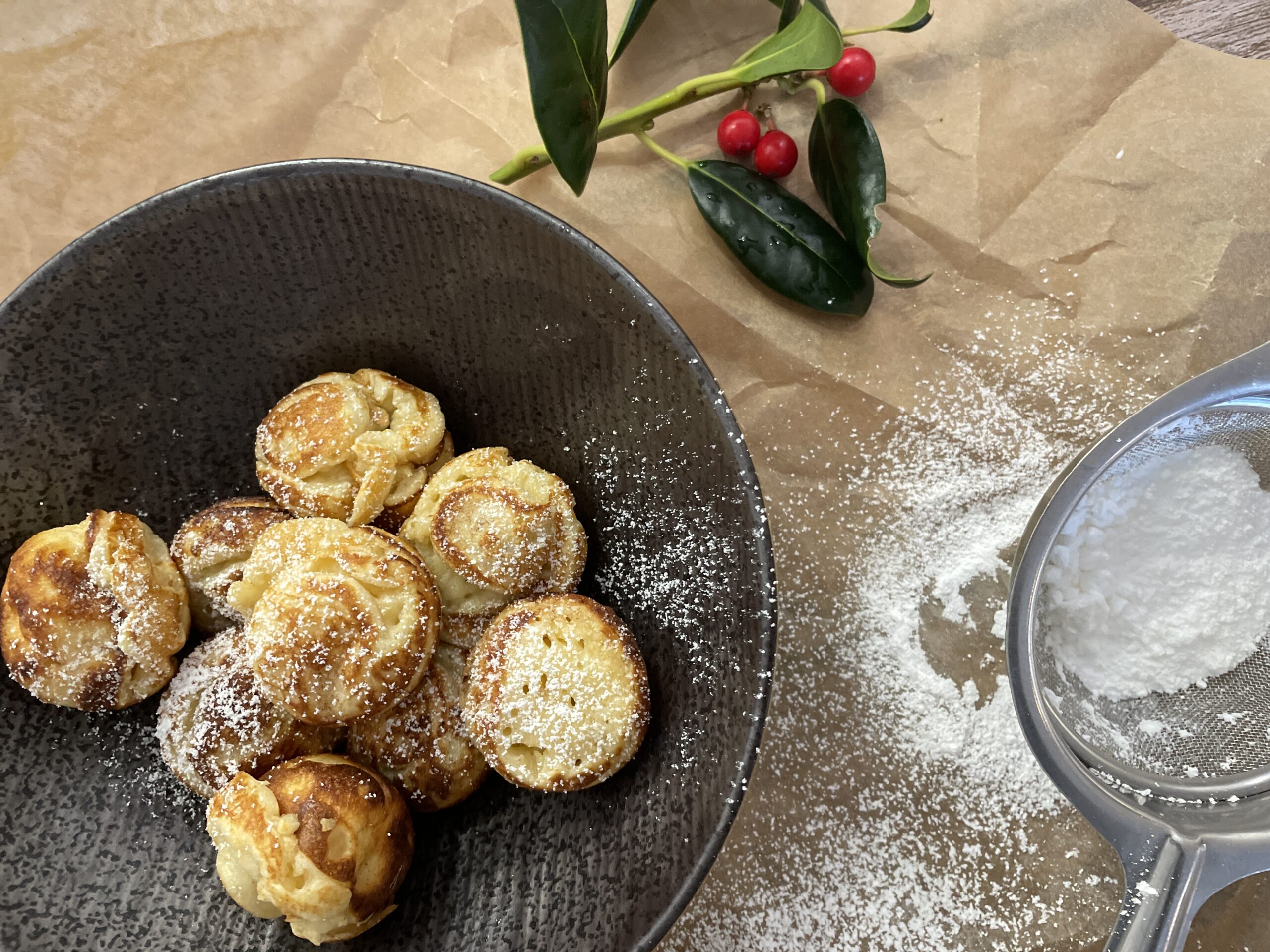 Aebleskiver Cast Iron Danish Pancake Ball Pan With Wooden 