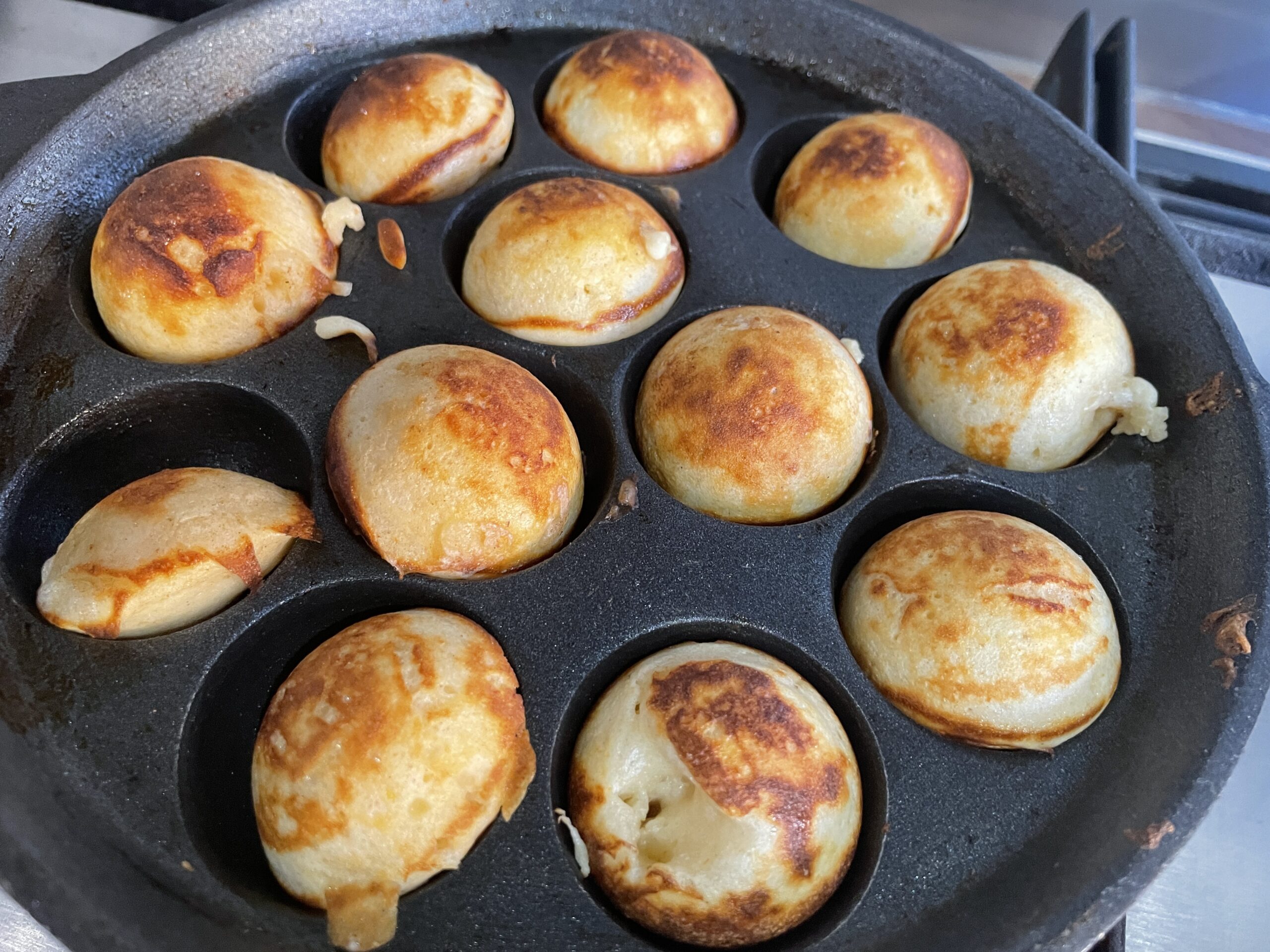 Aebleskiver pan fried eggs