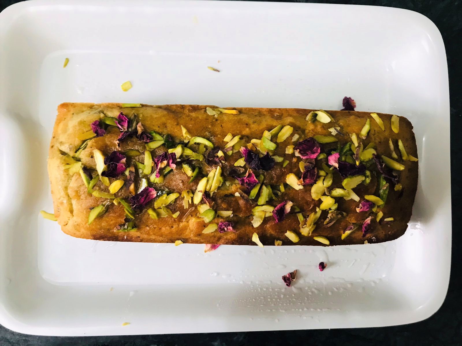 Eggless Rose and Pistachio Cake Recipe