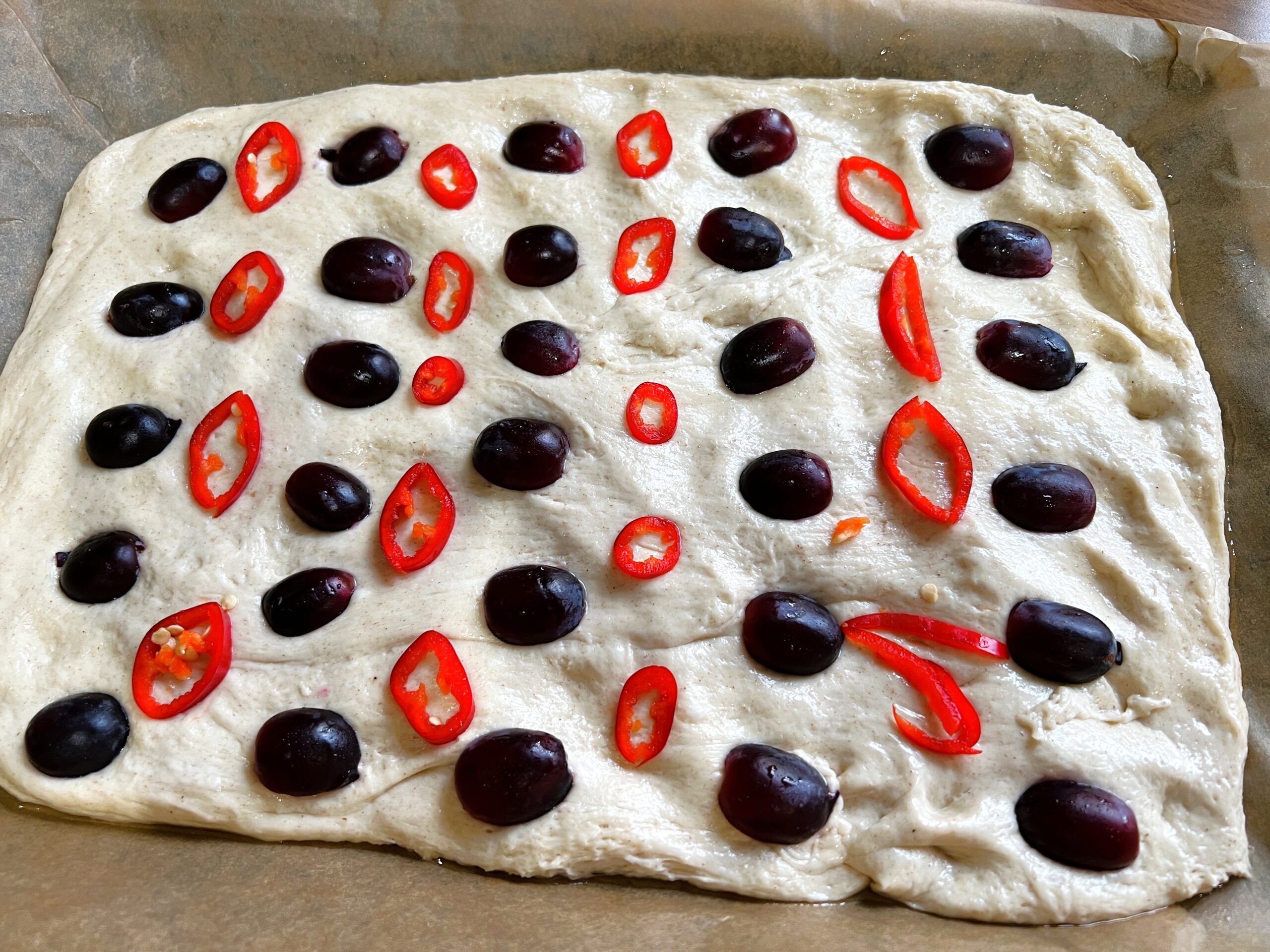 Grapes and Chilli Focaccia Recipe