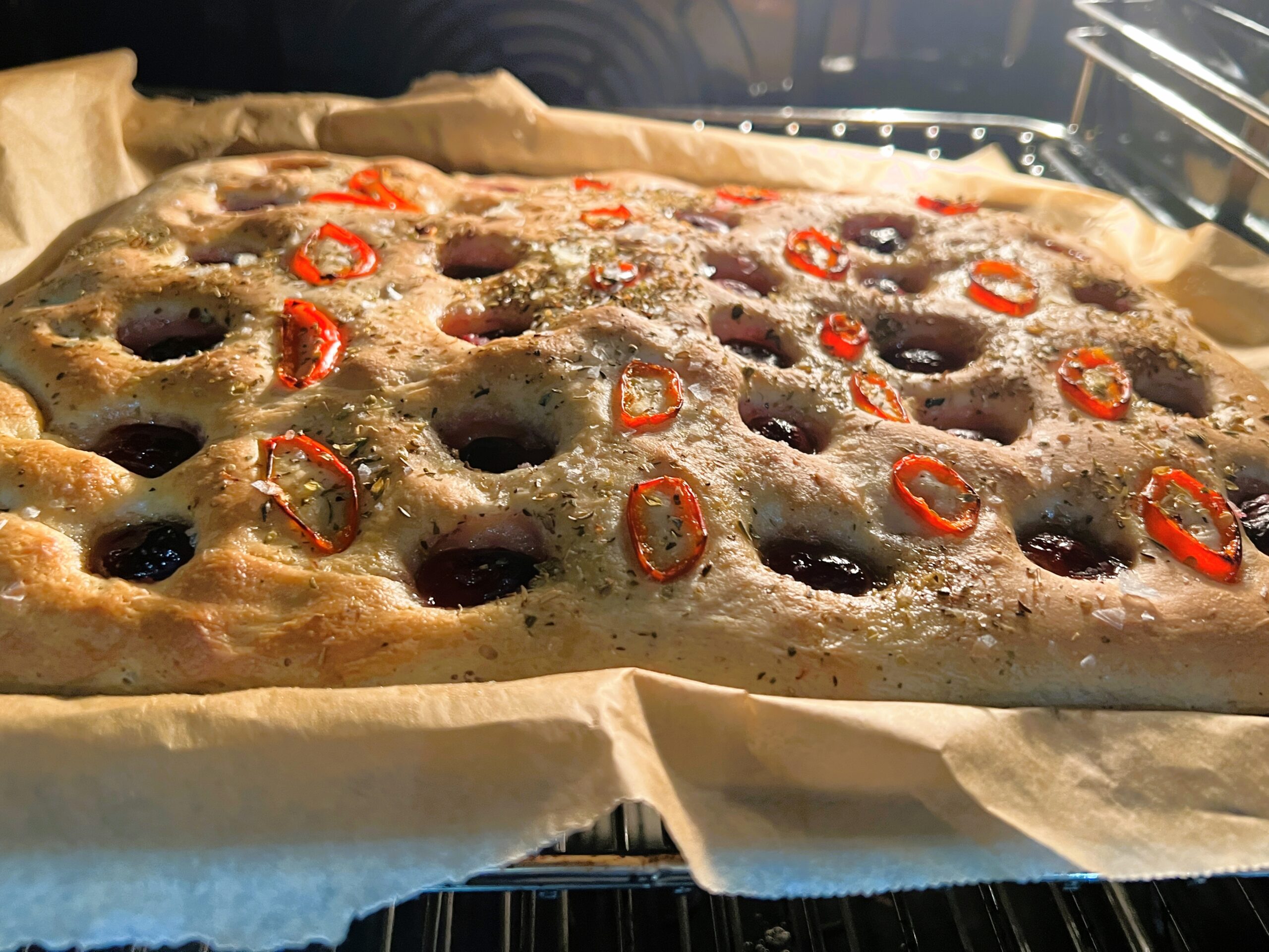 Grapes and Chilli Focaccia Recipe