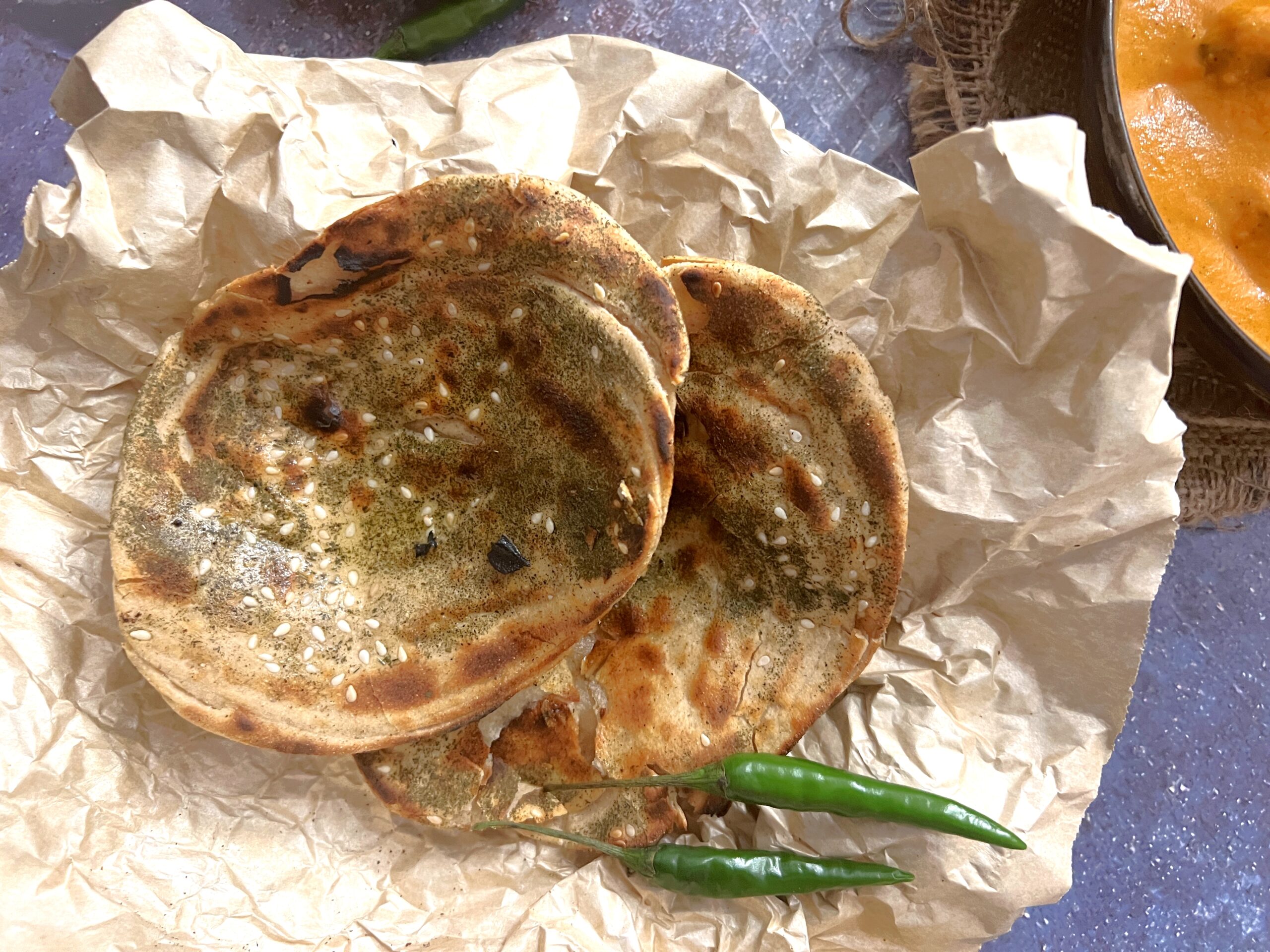 Mint and Sesame Lachha Paratha Recipe