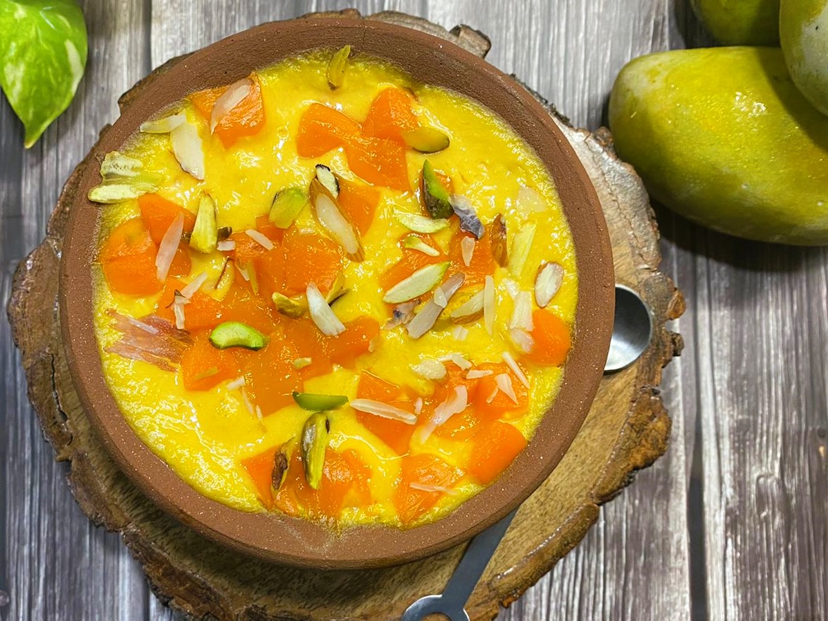 Eggless Mango Custard Recipe