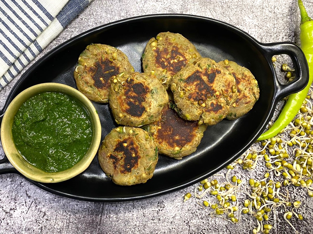 Sprouted Moong Beans and Sweet Potato Cutlets Recipe