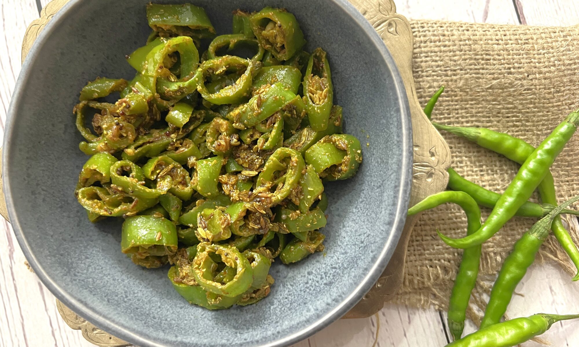 Mirchi Ki Tipore Recipe (Rajasthani Green Chilli Subzi)