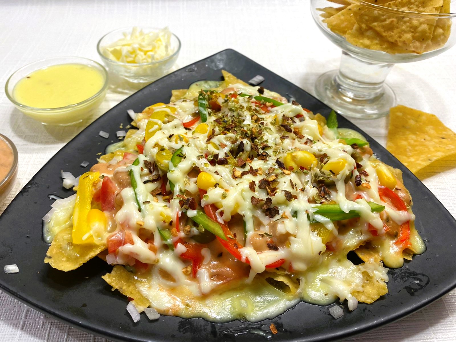 No Bake Loaded Vegetarian Nachos Recipe