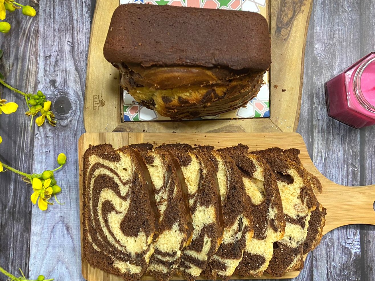 Eggless Marble Cake Recipe