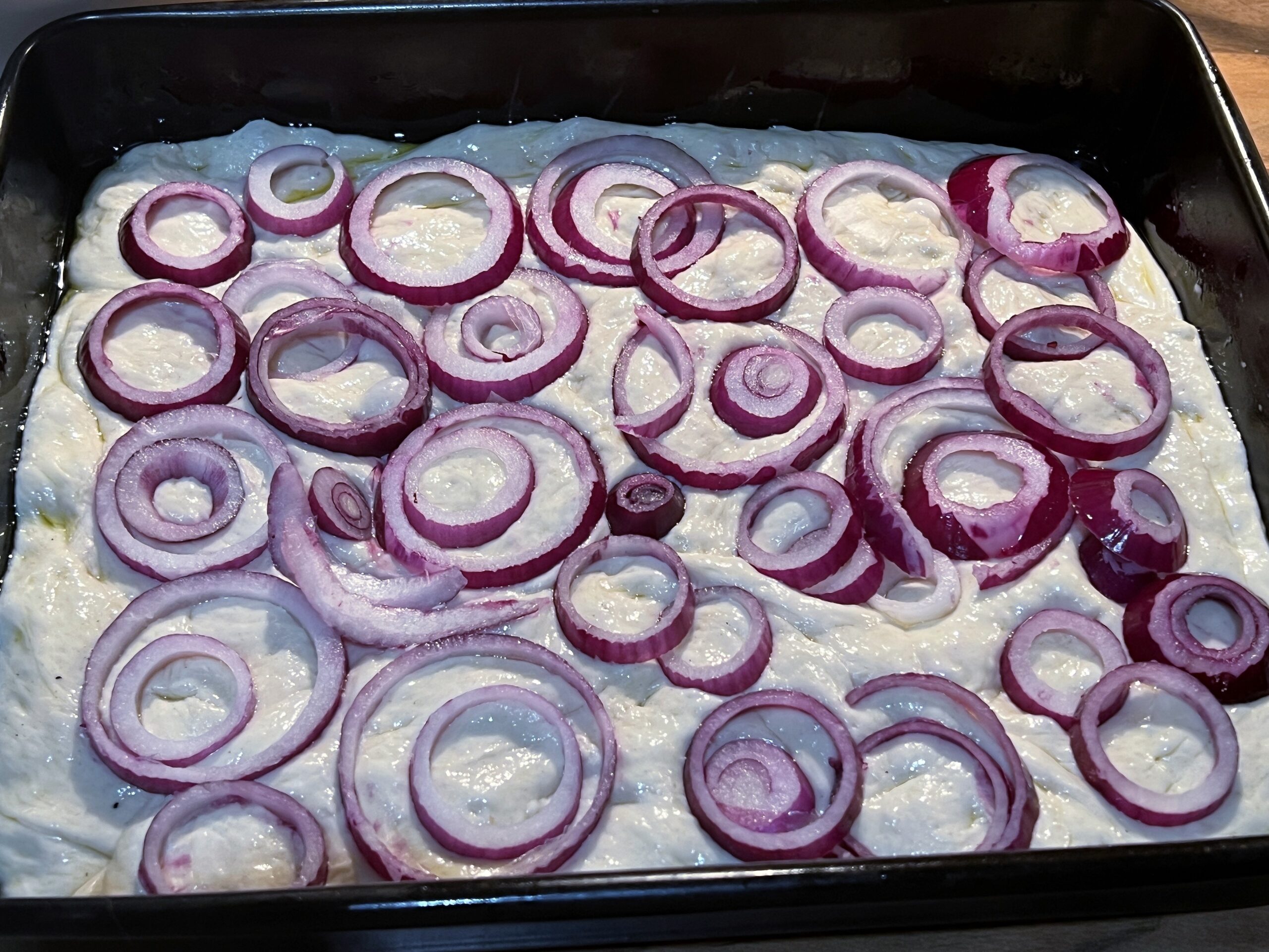 Onion Coriander Sriracha Focaccia Recipe