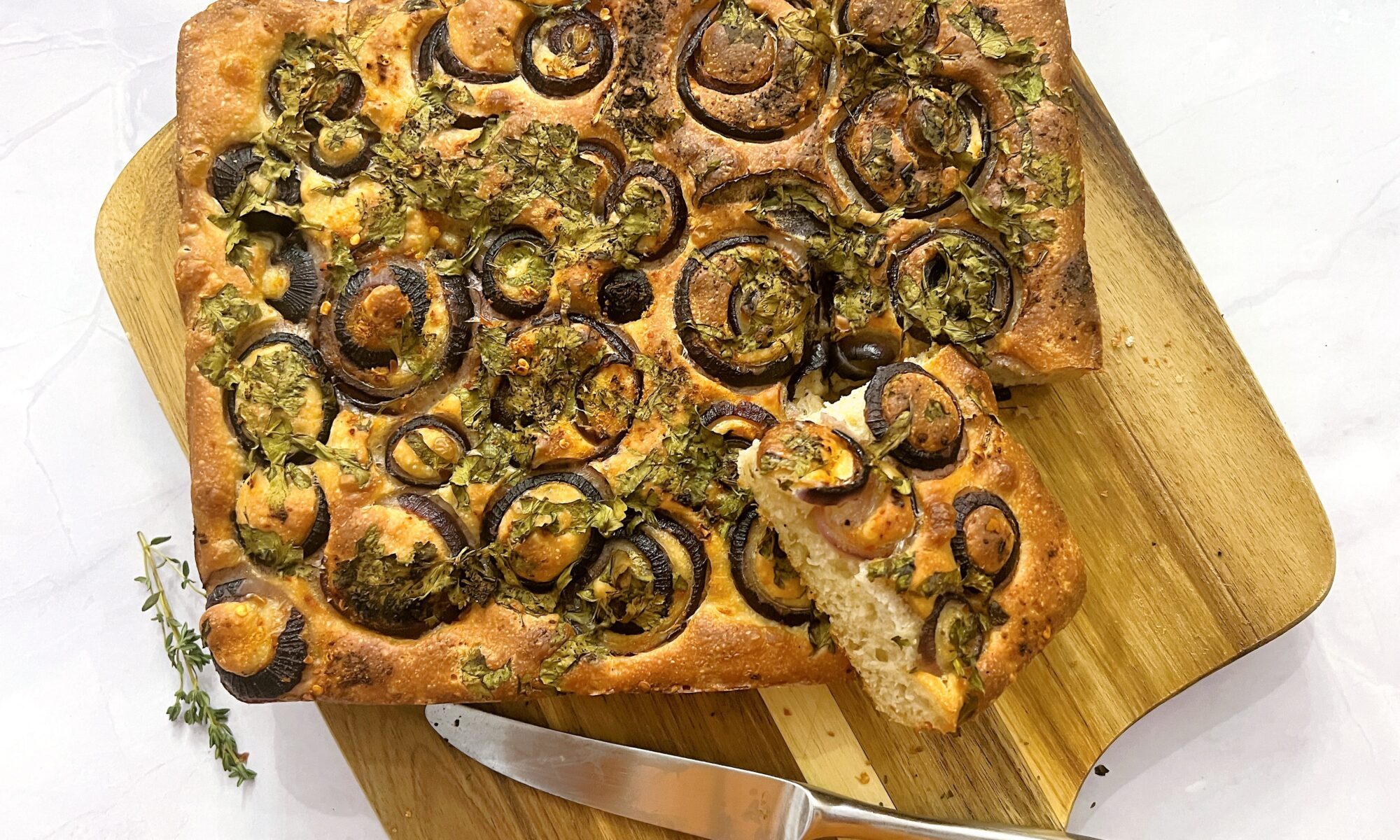 Onion Coriander Sriracha Focaccia Recipe