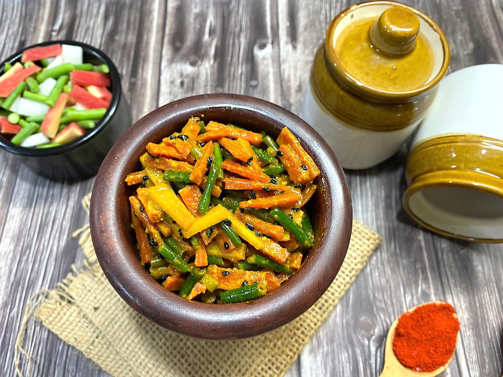 Gajar Mooli Beans Achar Recipe